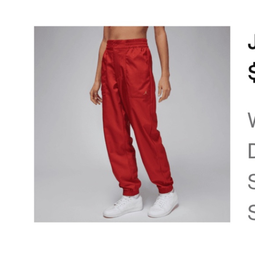 Jordan Red Track Pants with Elastic Cuffs